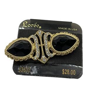 Loree 1928 Brooch Pin Vintage Gold Tone Victorian Revival Clear Rhinestone New